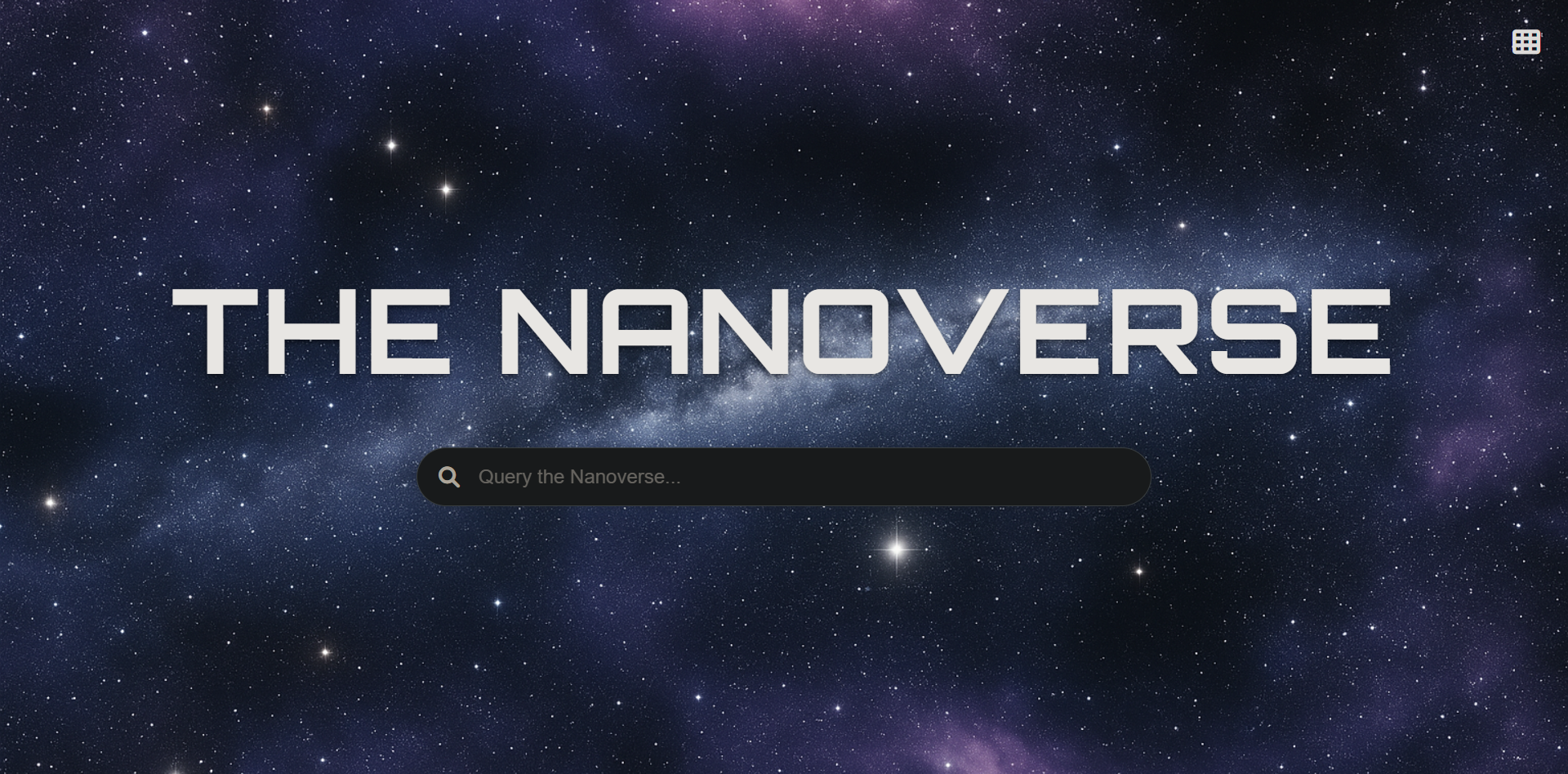 Screenshot of The Nanoverse application home view